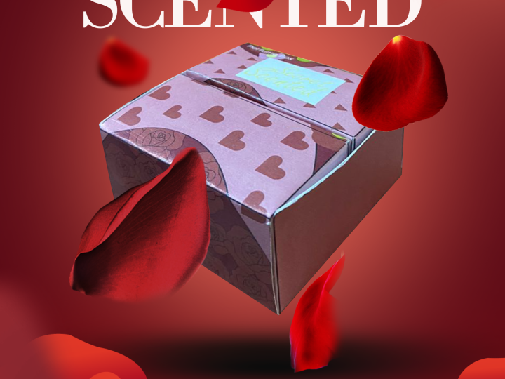 Promotional poster composition for the Secret Scented product concept.