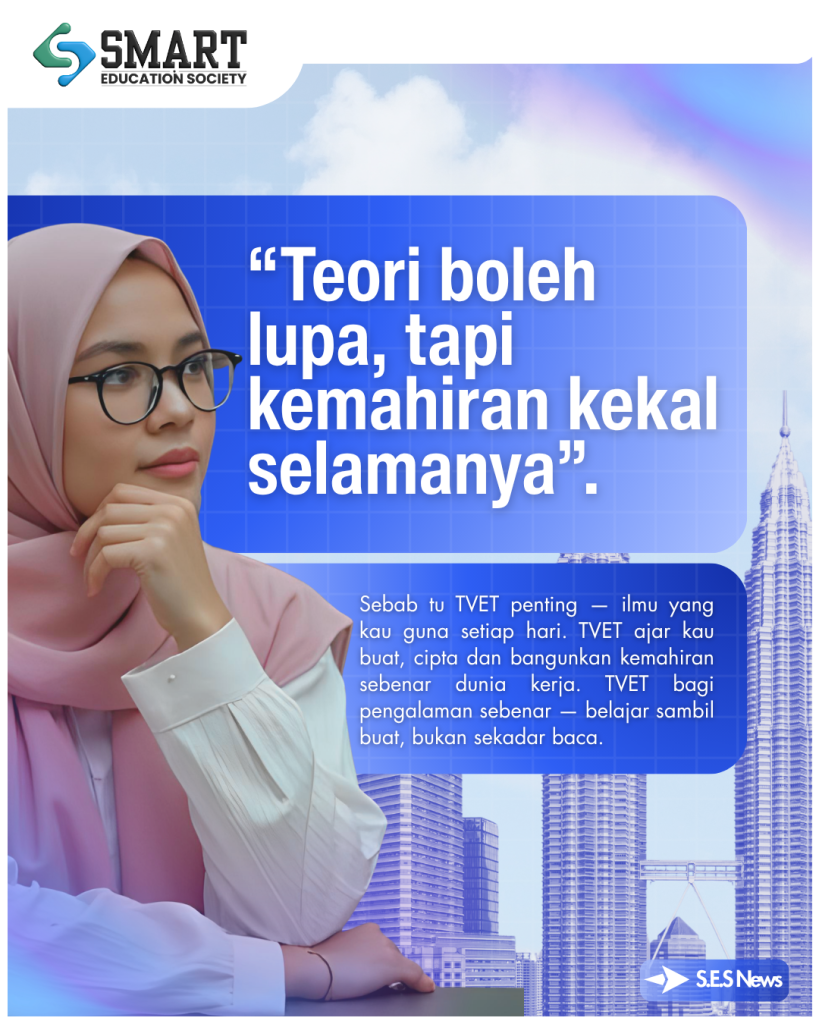 Quote and information post from the Smart Education Society TVET campaign.