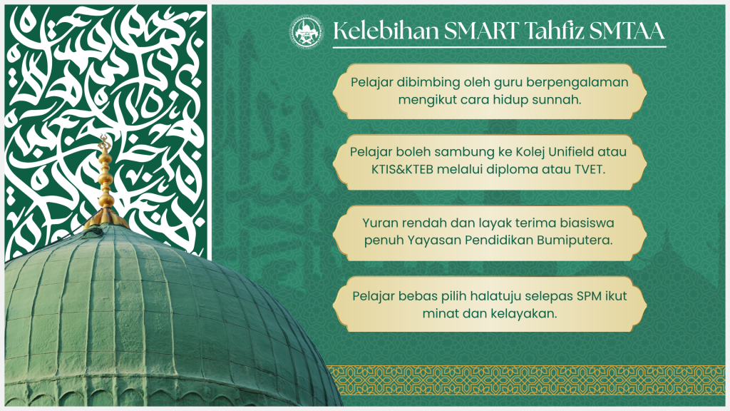Benefits information graphic from the Smart Tahfiz content series.
